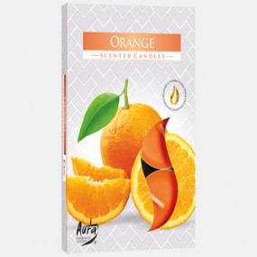 Tealight Scent 6pcs orange in col. folded box