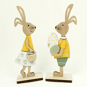 Bunny girl and boy with basket or egg 15x7.5x4cm, 2