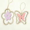 Wooden flower and wooden butterfly for hanging 12x9.3cm, 4